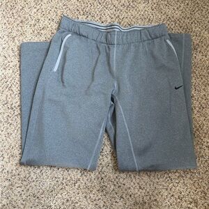 Nike Therma Fit Light Gray Athletic Joggers with Black Swoosh